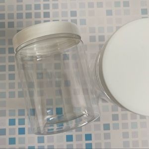 New! Empty 8oz clear plastic jar/ container with white lid.